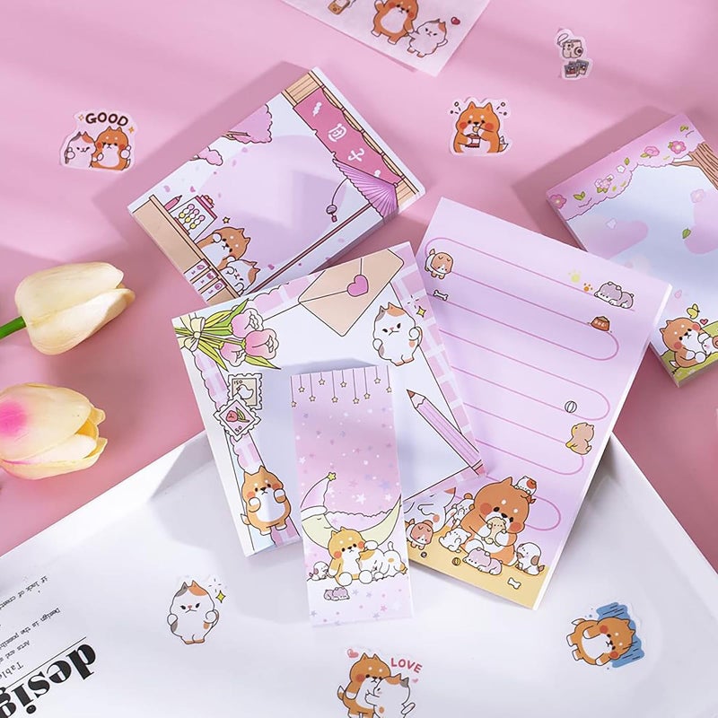 Doraking 250Sheets Cute Cartoon Dog Memo Notes Writing Pads Scrapbook Decorations TODO List for Planning with 2 Sheets Decorative Stickers, Doraking Shiba Inu Memos - Image 4